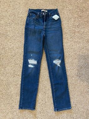 Levi's Dark Blue High Rise Straight Leg Jeans